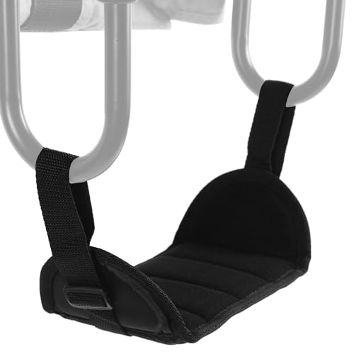 Image of LuQiBabe Portable Toddler Foot Rest for Hook-On Fast Table Chairs, Adjustable Baby Footrest for Clip-On Table Chair, Oxford Fabric Foot Support with Built-in Panels, Easy Height Adjustment - Black