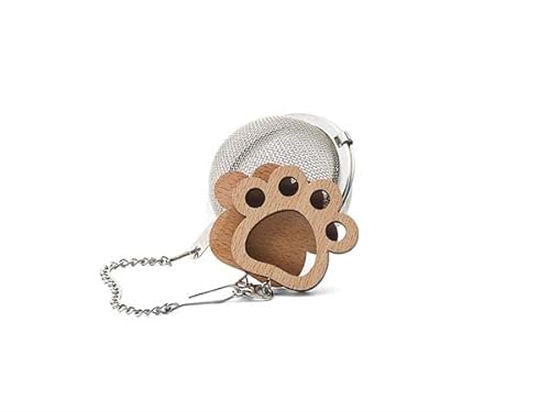 Teemando® - Uovo da tè Hera, in acciaio inox, con ciondolo in legno (ppie), diametro circa 5 cm