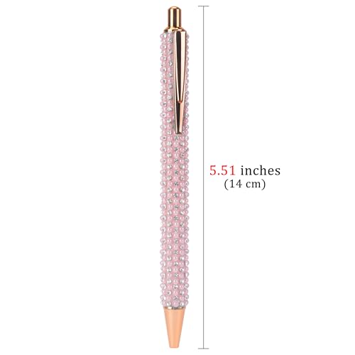 Biiange Canetas de strass de pérola, canetas esferográficas de metal com strass, strass de tinta pre