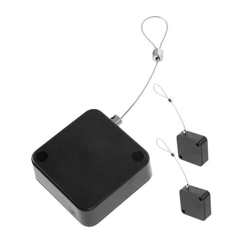GALPADA 3 piezas Cajas Antirrobo con Cable Retráctil de Acero Soporte Telescópico Seguro y Portátil Organizador Negro Automático para Protección y Orden
