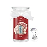 JuwelKerze Rustic Castle Halskette Silber - große Schmuckkerze 80 Std - Duftkerze mit würzigem Duft - Kerze mit Schmuck - Geschenke für Frauen, Geburtstag
