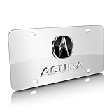 Acura Chrome Logo + Name On Polished License Plate