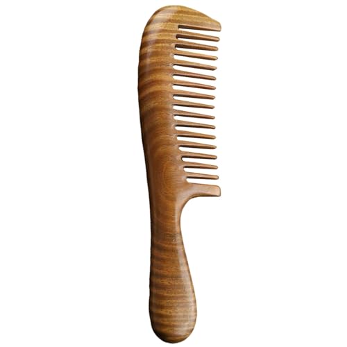 Peine para rizos hecho a mano para desenredar el cabello, antiestático caspa, peine de sándalo con dientes anchos, peine de madera de sándalo con dientes anchos, peine de madera ancha, peine de madera