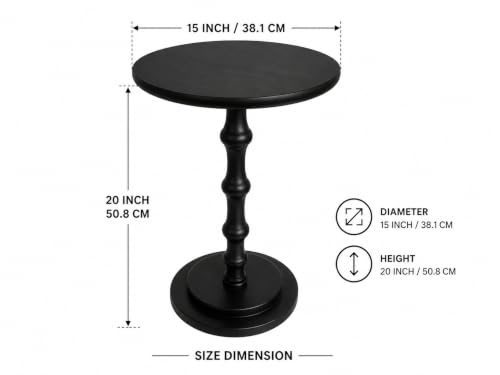 Image of MAZHAR & BROTHERS Modern Round C-Shaped Side Table, Black End Table for Sofa & Bed, Small Accent Table for Living Room, Bedroom, Office | Sturdy Metal Base | Minimalist Space-Saving Design