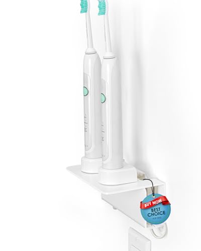 OAPRIRE Electric Toothbrush Holder for Bathroom Acrylic Electric Toothbrush Holder Wall Mounted Come with Cable Organizer Saving Space and Convenient Charging - White