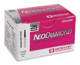 Microcopy 1210.7F NeoDiamond FG Round End Taper 1.0mm Fine Diamond Burs 25/Pk