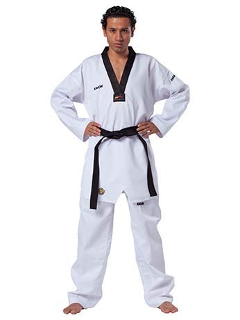 Victory-kimono taekwondo avec col noir, blanc 170 cm