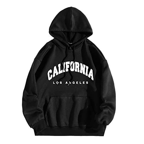 Sudadera de manga larga con capucha para hombre y mujer, Negro, M