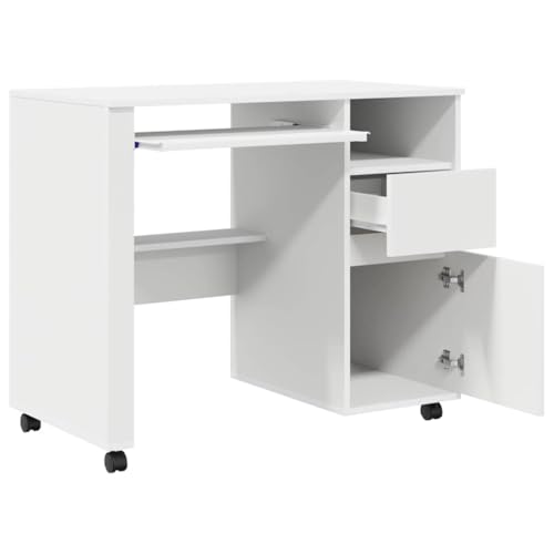 Bureau à domicile flexible blanc meuble mobile gain de place - 6