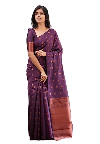 Sidhidata Women’s Kanjivaram Banarasi Paithani Jacquard Silk Saree With Unstitched Blouse Piecee (Silk Golamor Wine_Wine_Free Size)