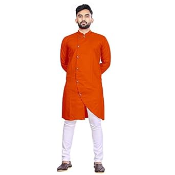 cross side button kurta for men