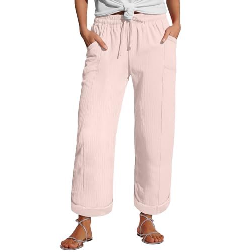 Pantalon rose femme XXL pantalon fluide grande taille léger été
