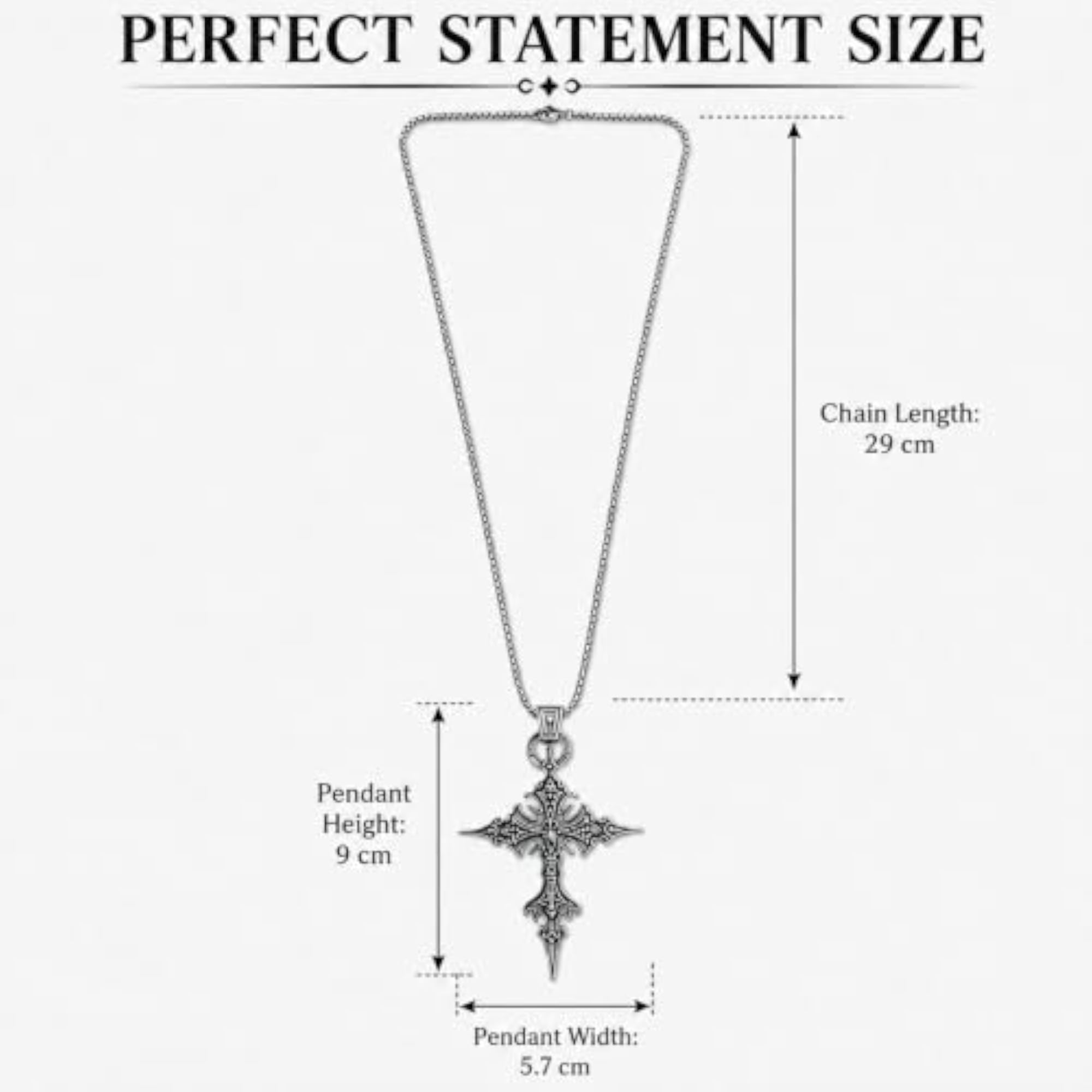 Gothic Cross Skull Pendant Necklace for Unisex