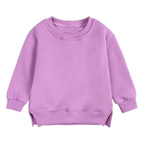 Baby Girl Boy Crewneck Sweatshirts Solid Color Oversized Knit Sweater Shirts Long Sleeve Pullover Top Cute Toddler Kid Fall Winter Clothes Purple Cover