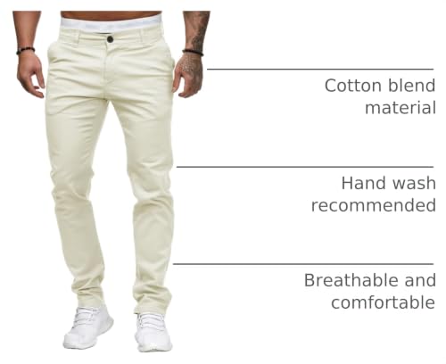 Image of HUNGSON Mens Chinos Dress Pants Slim Fit Stretch Business Casual Golf Work Slacks Trousers