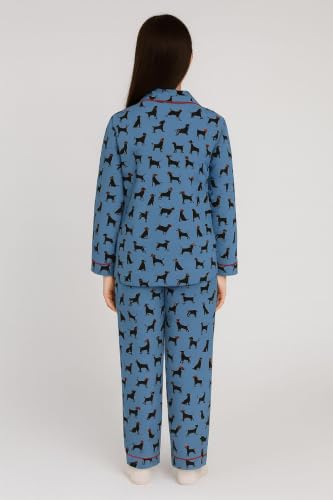 Image of Girls Premium Cotton Full Sleeves Printed Nightsuit Set | Collar Style Night Dress for Girls | Soft & Breathable Pajama Set | Trendy Kids Sleepwear & Nightwear