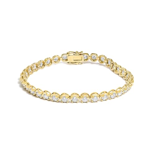 14K Yellow Gold 5.0 Cttw Diamond Scalloped Link Tennis Bracelet