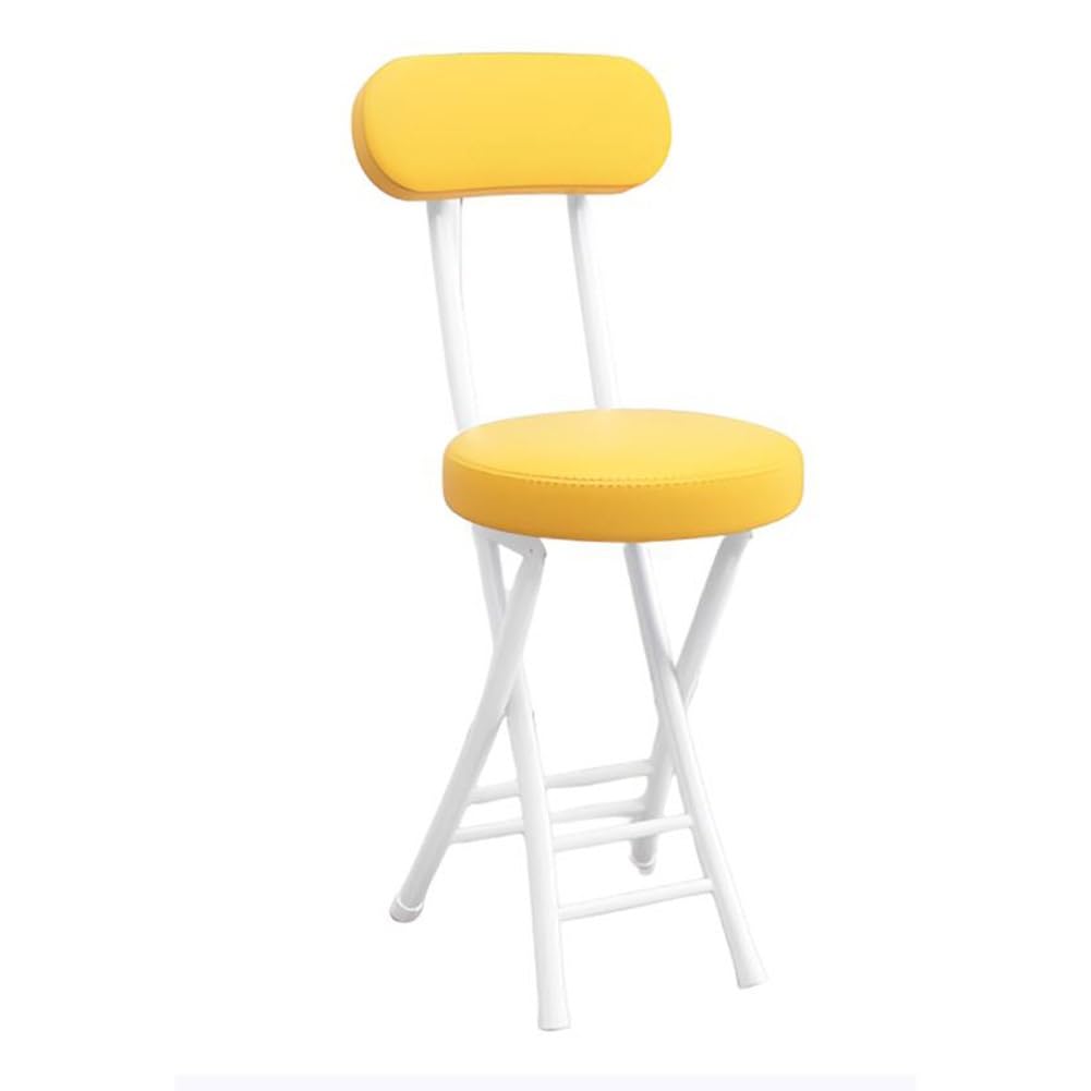 Portable Folding Bar Stool with Comfortable Cushioned Seat Lightweight and Collapsible Breakfast Chair for Picnic Garden Party Yellow A