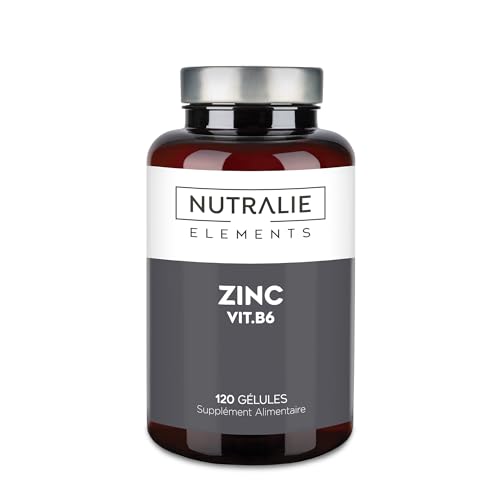 ZINC BIO-disponible - Citrate de Zinc - Anti-Acné - Complement Alimentaire Système immunitaire - Zinc Citrate et Vitamine B6-120 Gélules Vegetales - NUTRALIE
