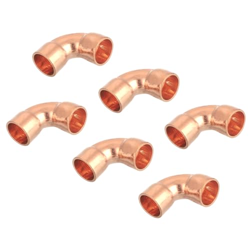 QUARKZMAN 6 Piezas Conector de Tubo de Cobre de 90 Grados con Soldadura por Sudor para Fontanería, 22x22mm, 0.37 Pulgadas