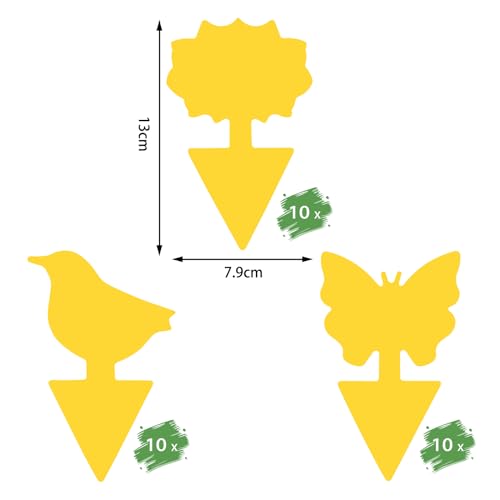 Fruit Fly Traps, Pack 30 Yellow Double-sided Fungus Gnat Sticky Catcher for Plants Indoor and Outdoor Insects Fly Control - Non-Toxic, Waterproof