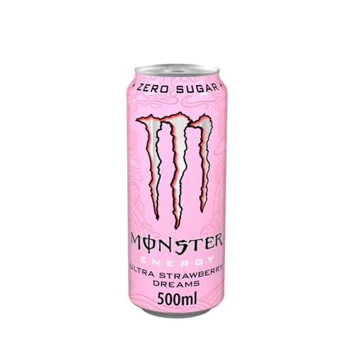 Monster Energy Drink Flavours | Juiced, Zero Sugar, Ultra, Monarch, Fiesta Mango, Strawberry Dreams, VR46, Punch | High Caffeine Sports Energy Drink | 500ml (Pack 12, Ultra Strawbery Dreams)