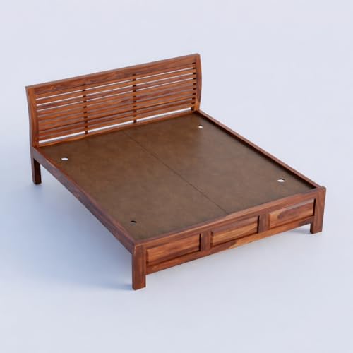 Image of OD ART Solid Sheesham Wood King Size Bed Without Storage (84x74 Inch) | Wooden Double Bed Cot for Bedroom | Modern Palang Design | Honey Finish