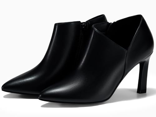 Coutgo Womens Pointed Toe V Cut Ankle Boots Kitten Heel Side Zip Office Booties3