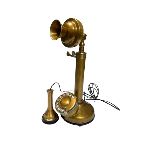 Teléfono de candil con disco rotatorio bronce antiguo miniatura 5
