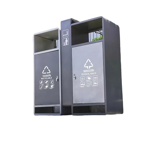 DFEDHF Garbage Cans Outdoor Stainless Steel Classified Rubbish Bins Outdoor Rubbish Bins for Property Scenic Spots Scenic Spots Bins Outside Trash Bin(Gris-One Size)