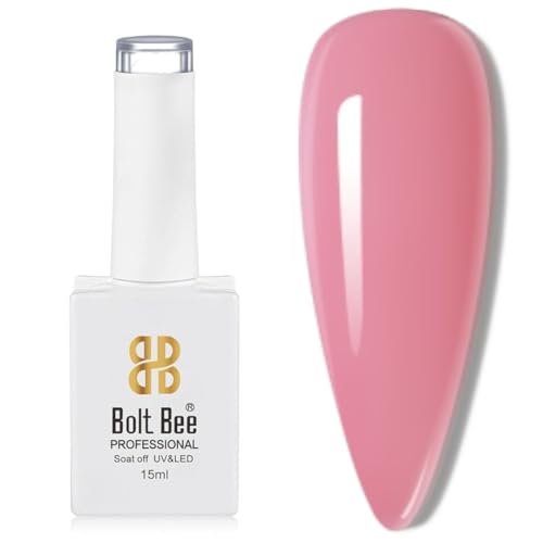 Image of Bolt Bee Light Jelly Pink Color Gel Nail Polish Soak Off UV Gel DIY at Home Manicure Salon Nail Art (109, 15ml)
