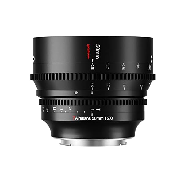 7artisans 50mm T2.0 Cine Lens for Sony E Mount Camera,Full Frame Large Aperture Mirrorless Camera Lenses
