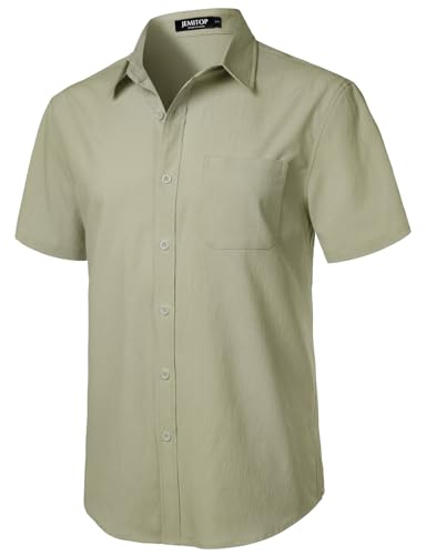 Image of JEMITOP Mens Stretch Wrinkle Free Texture Shirts