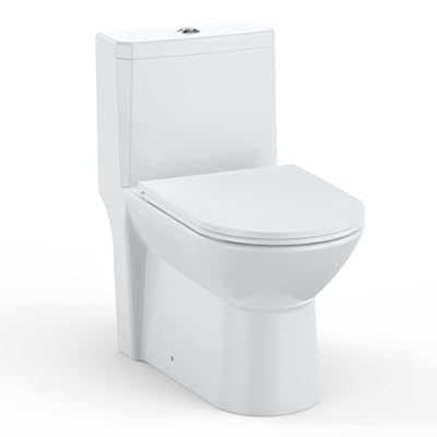 FinerFurnis One-Piece Toilet Elongated with Dual Flush 0.8/1.28 GPF, 16" Comfort Height, Soft-Close Seat, Durable Ceramic, Universal 12" Rough-In, Modern Design