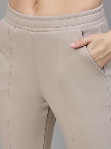 Image of 98 Degree North Women Flared Fleece Track Pants-GL1315-ALMOND