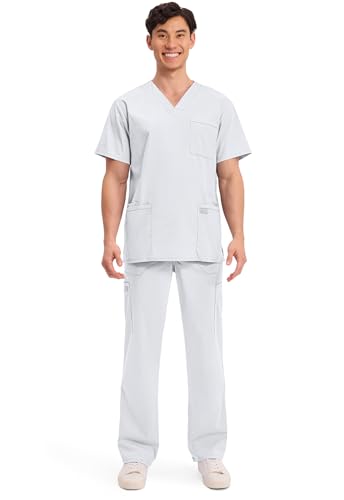 Image of Cherokee WW Professionals Men's V-Neck Scrub Top 4 Pockets Medical Shirt