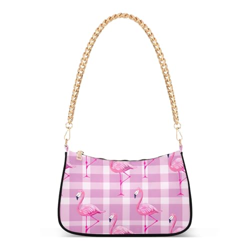 Clutch Shoulder Bags Tote Evening Purse Handbags para Mujeres Rosa Flamenco con cierre de cremallera