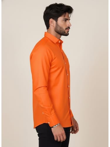Image of Full Sleeve Black Formal Shirt for Men Cotton Regular Fit Casual - Pure Premium Branded Shirts for Men Formal Stylish Slim Plain Solid Man Wear as Office and Party