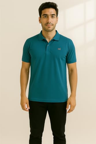 Image of Force NXT Men's Premium Microfiber Fabric Solid T-Shirt | Polo Neck Half-Sleeves T-Shirt for Men | Label Free with Anti-Static for Daily Uses