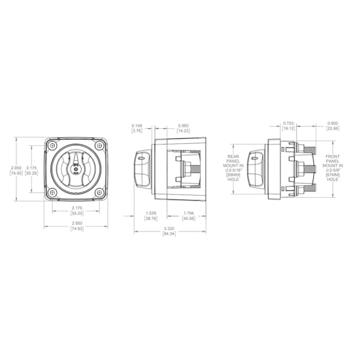 Image of Blue Sea Systems On /Off Battery Switch With Knob, Black, 6006200 m‑Series