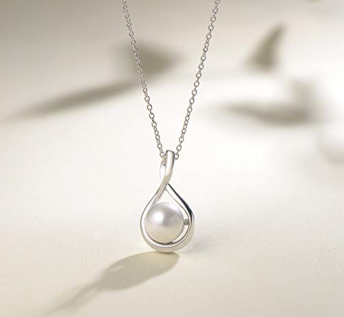 Fancime Pearl Necklace 925 Sterling Silver Infinity Pearl Necklace With Genuine Quality 9-10Mm Freshwater Cultured Pearls Fine Pearl Jewelry For Women #TOP1