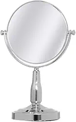 Espelho De Mesa Maquiagem Dupla-Face Aumenta 2x Gira 17cm