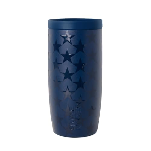 Image of Simple Modern 4th of July Signature Voyager | 16oz Travel Coffee Mug Tumbler with 360 Lid | Gifts for Women Men | Ceramic-Lined Insulated Stainless Steel Cold Brew Iced Coffee Cup | Stars Navy