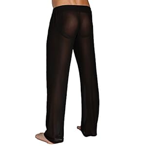 Herenbroek transparant zwart net nachtkleding mannen aantrekkelijk ondergoed nylon broek heren mesh doorzichtige lange broek Sheer Pant mannen broek netstof van de fijnste tule stof