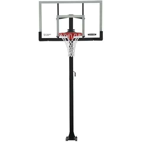 Lifetime Crank Adjust In Ground Basketball Tempered Glass Backboard, 54" Cover