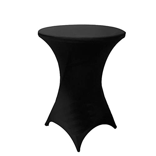 SINSSOWL Housse extensible pour tables mange-debout - 80-85 cm - Noire - Décoration pour mariages, fêtes, bars, banquets et événements - 1 pièce - Noir