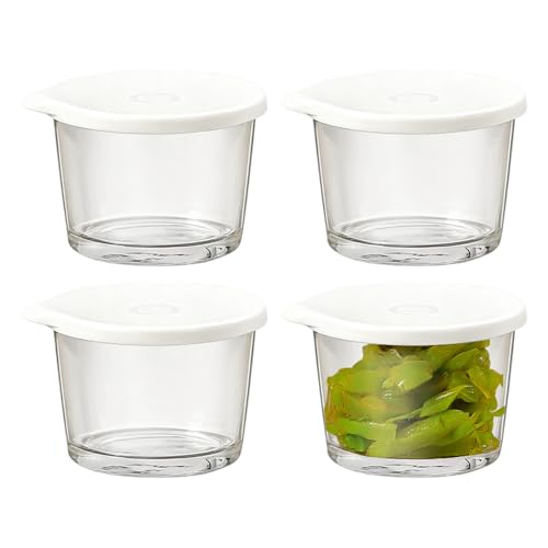 Cuencos de vidrio con tapas, tarros reutilizables para alimentos, recipientes de vidrio para almacenamiento de alimentos, para preparación de comidas, cocina, aperitivos, cocina, despensa