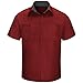 Red Kap Men's Short Sleeve Performance Plus Shop Shirt with OilBlok Technology, Fireball Red with Charcoal Mesh, Large