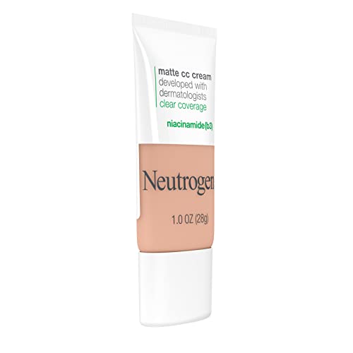 Neutrogena Clear Coverage Flawless Matte Cc Cream, Full-Coverage Color Correcting Cream Face Makeup With Niacinamide (B3), Hypoallergenic, Oil Free & -Fragrance Free, Apricot, 1 Oz #TOP3