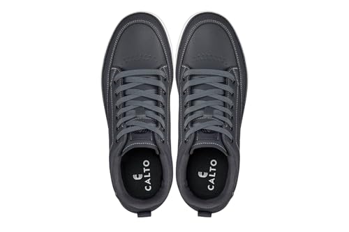 CALTO Men's Invisible Height Increasing Elevator Shoes - Casual Low-top Leatherette Sneakers - 2.4 Inches Taller4